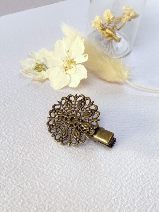 barrette pince a cheveux petit filigrane rond laiton ovale vintage retro boheme laoobijoux a
