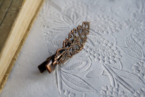 barrette pince à cheveux laiton cuivré long filigrane vintage ancien bohème laoobijoux