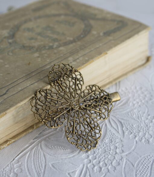 barrette pince à cheveux laiton grand filigrane vintage ancien bohème laoobijoux
