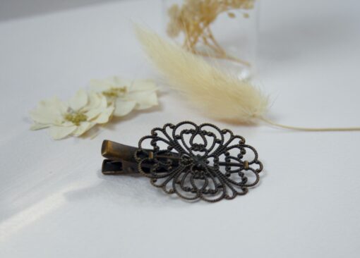 barrette pince a cheveux filigrane laiton ovale vintage