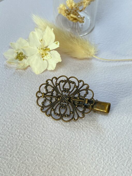 barrette pince a cheveux filigrane laiton ovale vintage retro boheme laoobijoux a