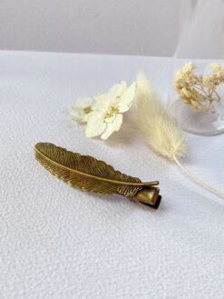 pince a cheveux plume filigrane laiton plume vintage retro boheme laoobijoux a