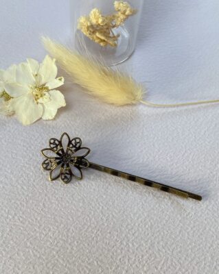 pince à chignon fleur argente fine filigrane laoobijoux retro mariage vintage