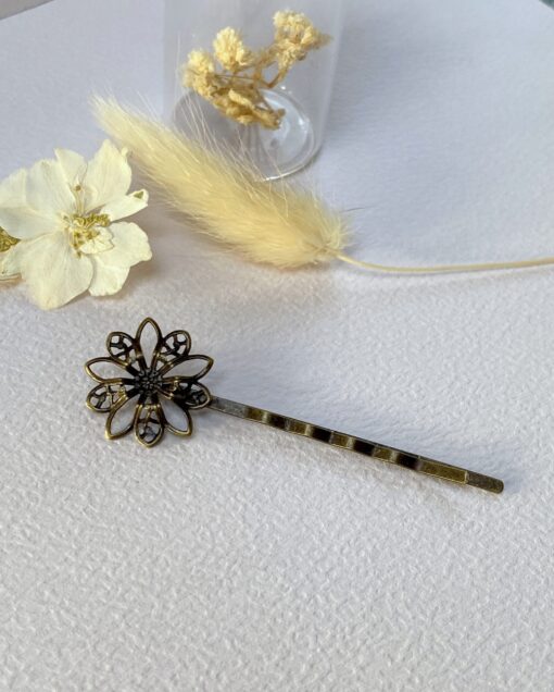 barrette a cheveux argente fine fleur filigrane laoobijoux retro mariage vintage a