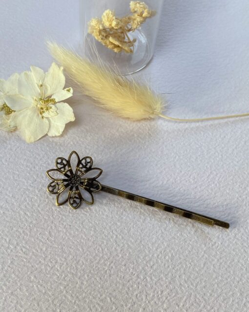 barrette a cheveux argente fine fleur filigrane laoobijoux retro mariage vintage