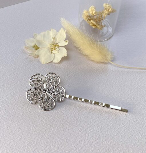 barrette a cheveux argente fleur filigrane laoobijoux retro mariage vintage b