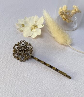 pince à chignon vintage laiton fleur filigrane laoobijoux retro mariage vintage