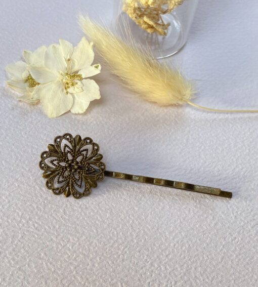 barrette a cheveux laiton fleur filigrane laoobijoux retro mariage vintage a