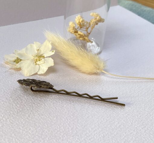 barrette a cheveux laiton fleur filigrane laoobijoux retro mariage vintage profil