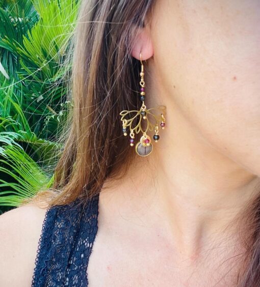 Boucles d'oreille attrape rêve lotus Laoobijoux