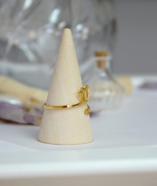 Bague ouverte réglable petit lotus acier inoxydable doré Laoobijoux