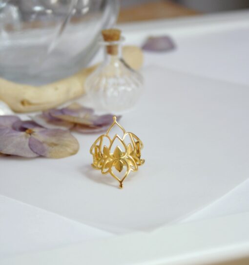 Bague réglable filigrane acier inoxydable doré Laoobijoux c