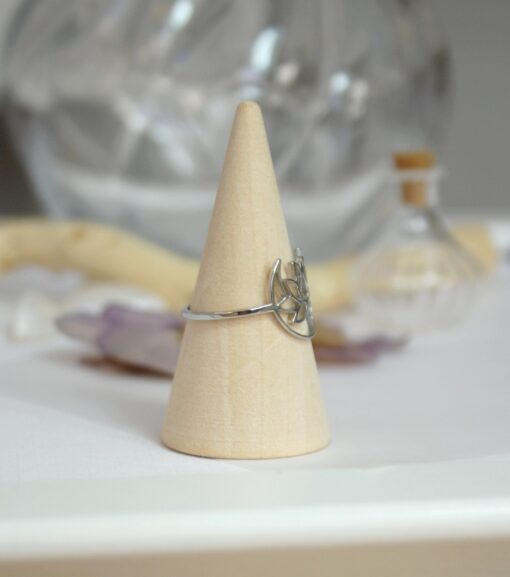 Bague réglable lune lotus acier inoxydable argenté Laoobijoux e