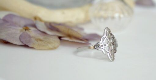 Bague réglable petit filigrane acier inoxydable argenté Laoobijoux c