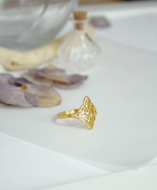 Bague réglable petit filigrane acier inoxydable doré Laoobijoux