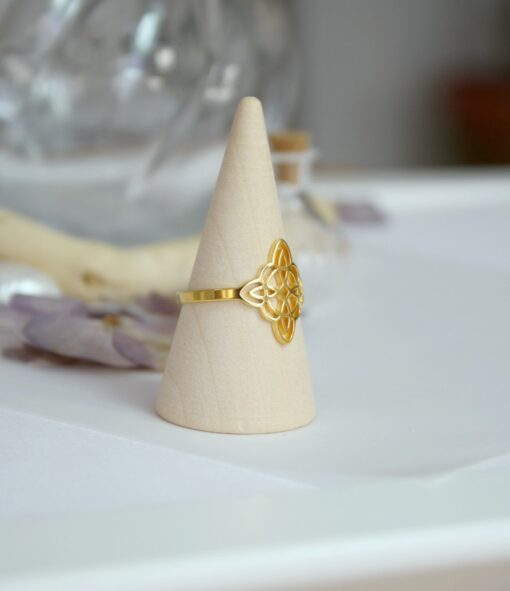 Bague réglable petit filigrane acier inoxydable doré Laoobijoux d