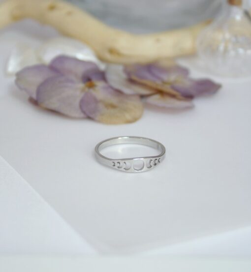Petite Bague Croissant de Lune Acier Inoxydable Laoobijoux b