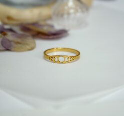 Petite Bague Croissant de Lune Acier Inoxydable doré Laoobijoux d