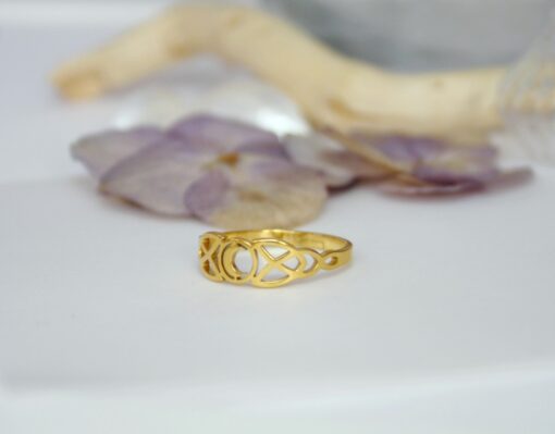 Petite Bague lune Acier Inoxydable doré Laoobijoux D