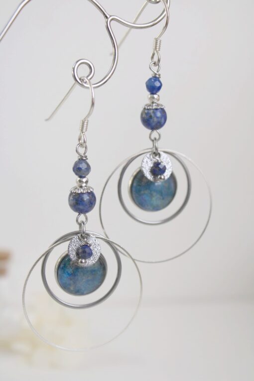 Boucles d'oreilles Lapis Lazuli Argent925 Plumbago Laoobijoux e