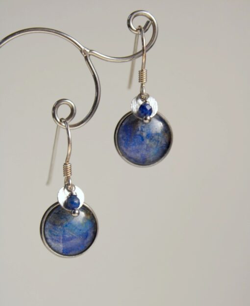 Boucles d'oreilles Lapis Lazuli Plumbago 12mm Argent925 Laoobijoux