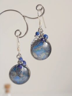 Boucles d'oreilles bleu marine Plumbago Lapis Lazuli 16mm Argent925 Laoobijoux