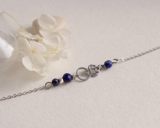 Bracelet Lotus Lapis Lazuli Acier Inoxydable Laoobijoux a