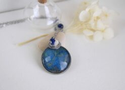 Collier Lapis Lazuli Plumbago Acier Inoxydable Laoobijoux