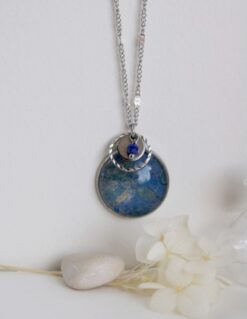 Sautoir Lapis Lazuli Plumbago Acier Inoxydable Laoobijoux