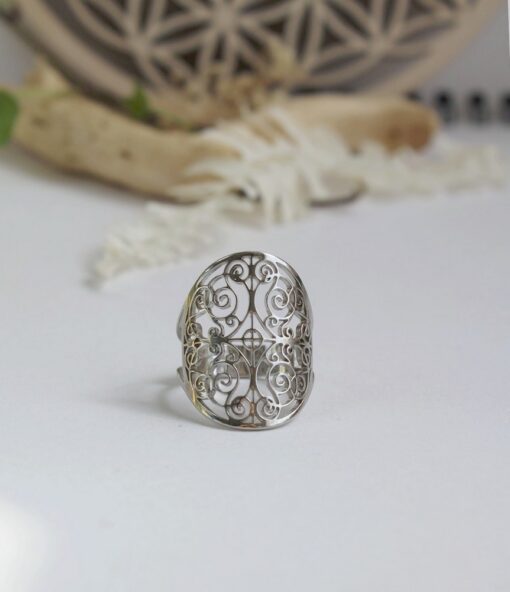 Bague mandala acier inoxydable Laoobijoux b