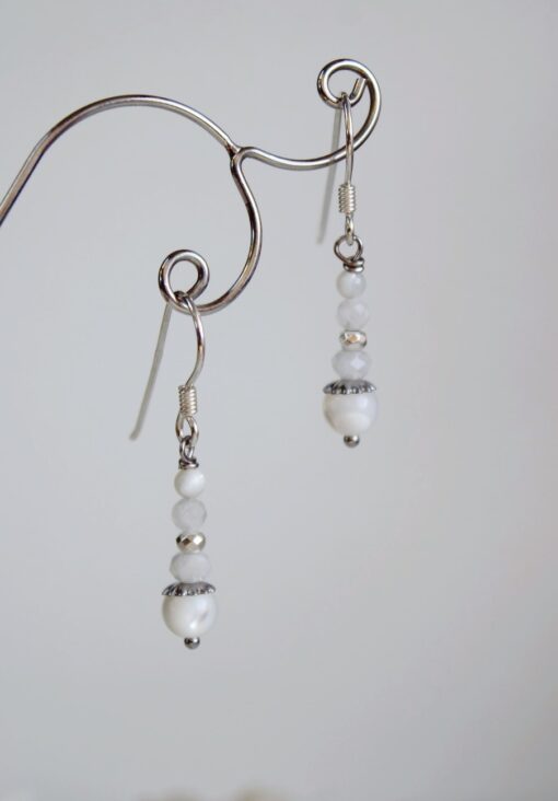 Boucles d'oreilles pierre de Lune Nacre Argent925 Laoobijoux b