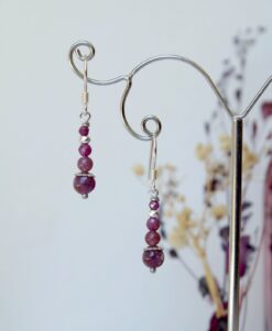 Boucles d'oreilles roses argent925 Rubis Lépidolite Argent925 Laoobijoux b