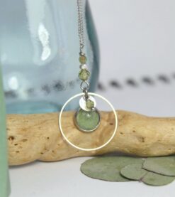 collier fin péridot Eucalyptus Zircon vert acier inoxydable Laoobijoux b