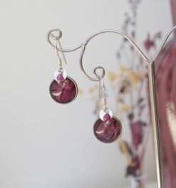 Petites Boucles d'oreilles rose Rubis Alstromère Argent925 Laoobijoux b