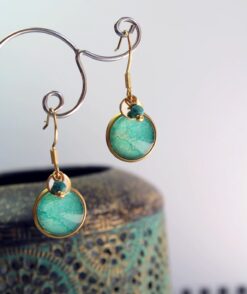 Boucles d'oreilles Amazonite Turquoise acier inoxydable doré Laoobijoux a