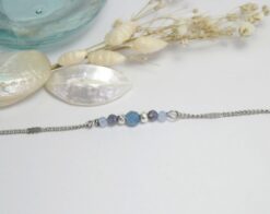 Bracelet aigue-marine acier inoxydable argenté Laoobijoux b