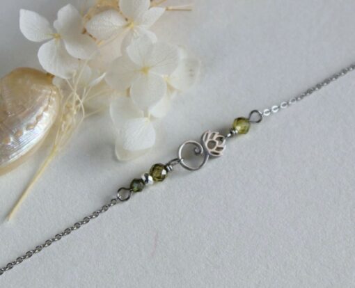 Bracelet Lotus vert Zircon vert Acier Inoxydable Laoobijoux b