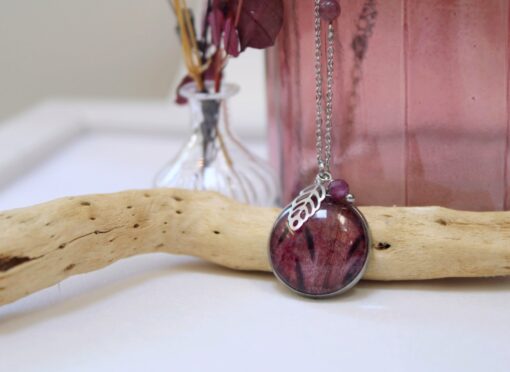Collier alstromère rubis acier inoxydable Laoobijoux d