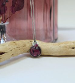 Collier rubis alstromère acier inoxydable Laoobijoux g